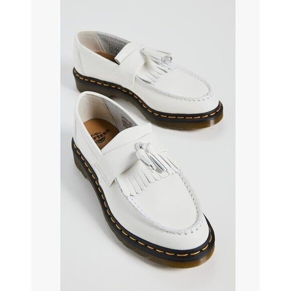 Dr. Martens ADRIAN YS White Smooth Leather Tassels Loafers Size Men’s 8 Women 9